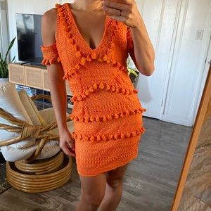 Nastygal orange fringe tassel dress